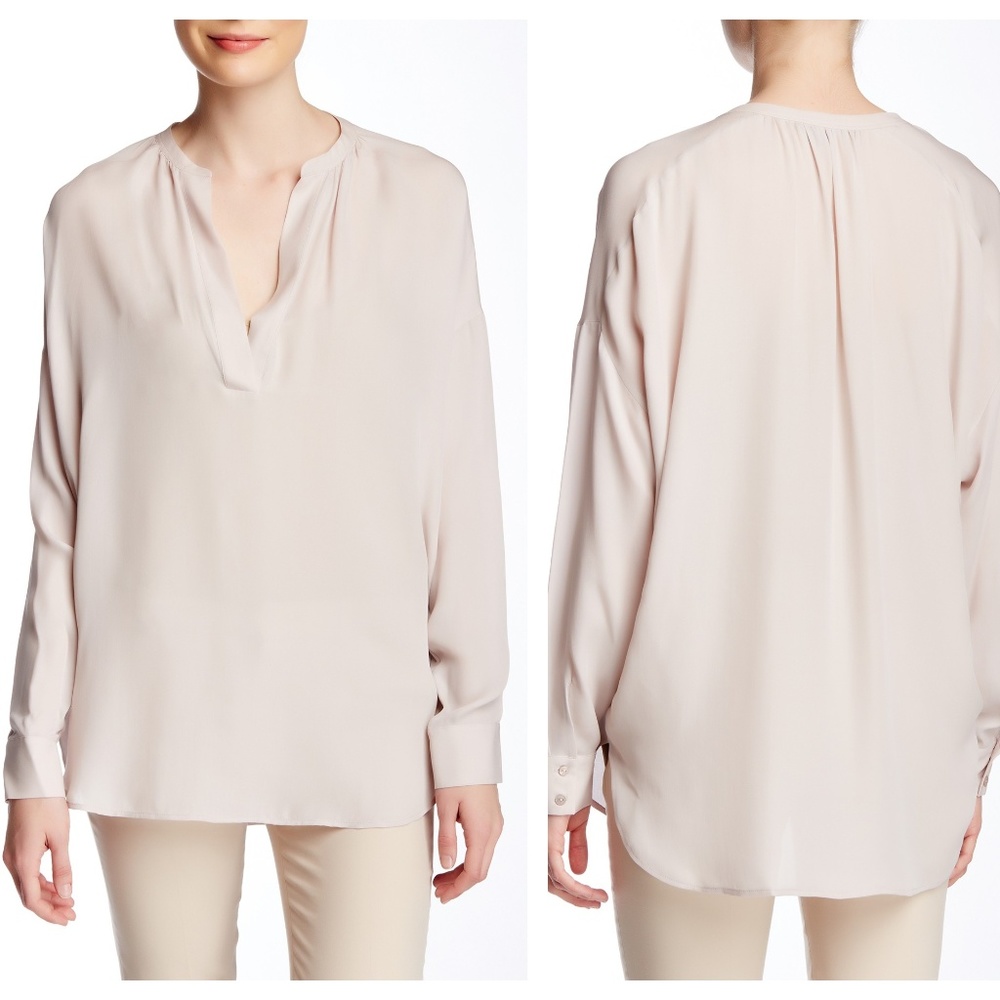 VINCE Silk Popover Blouse Blush Pink {GG46}